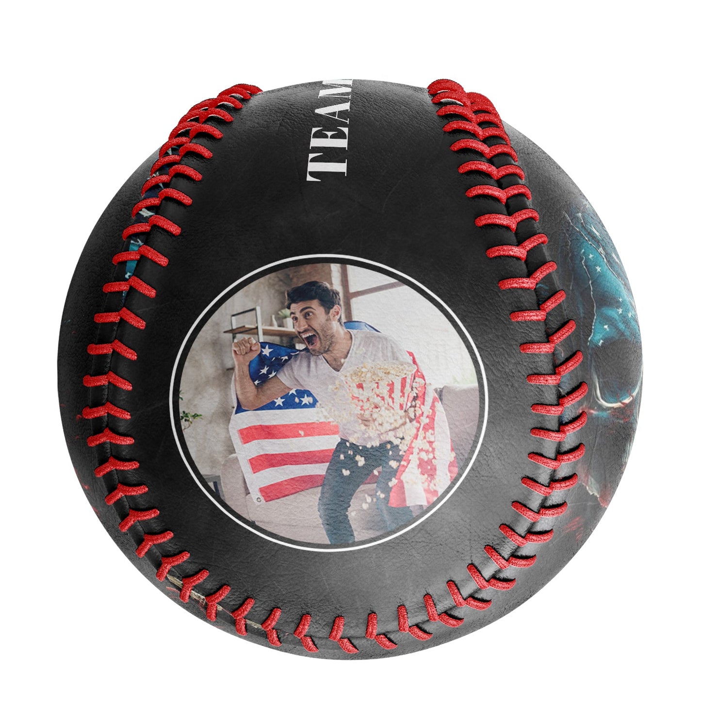 Custom Black American Flag Skull Photo Baseballs