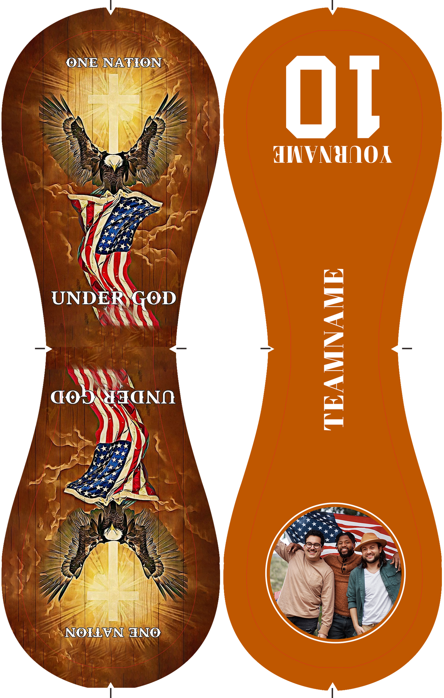 Custom Texas Orange American Flag Eagle Cross Photo Baseballs