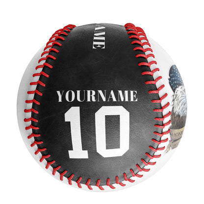 Custom Black American Flag Eagle Photo Baseballs