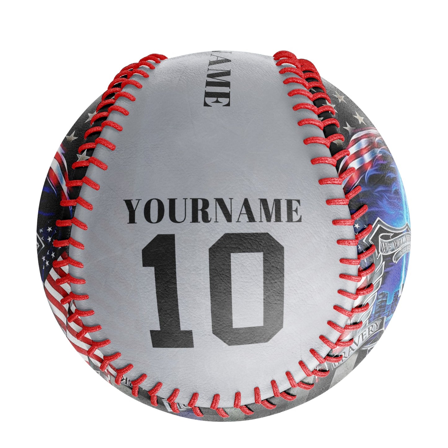 Custom Light Grey American Flag Eagle Photo Baseballs