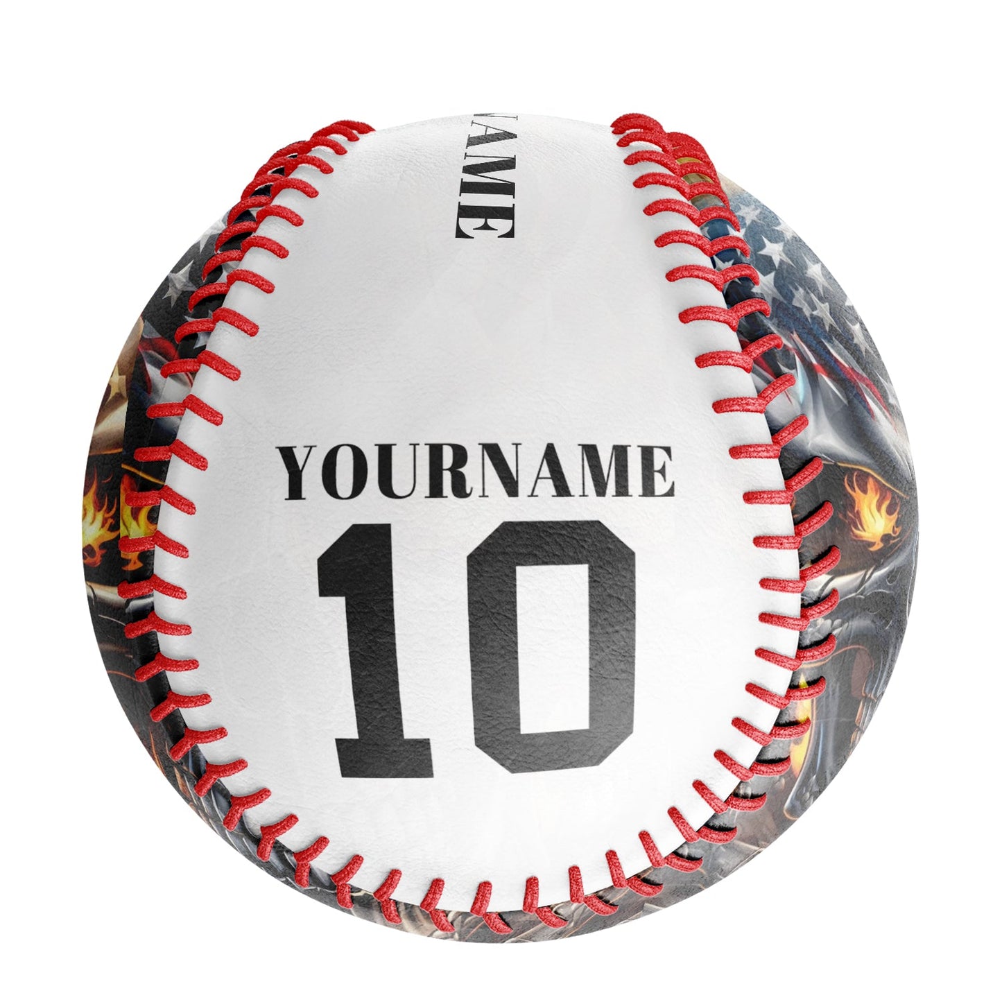 Custom White American Flag Skull Photo Baseballs