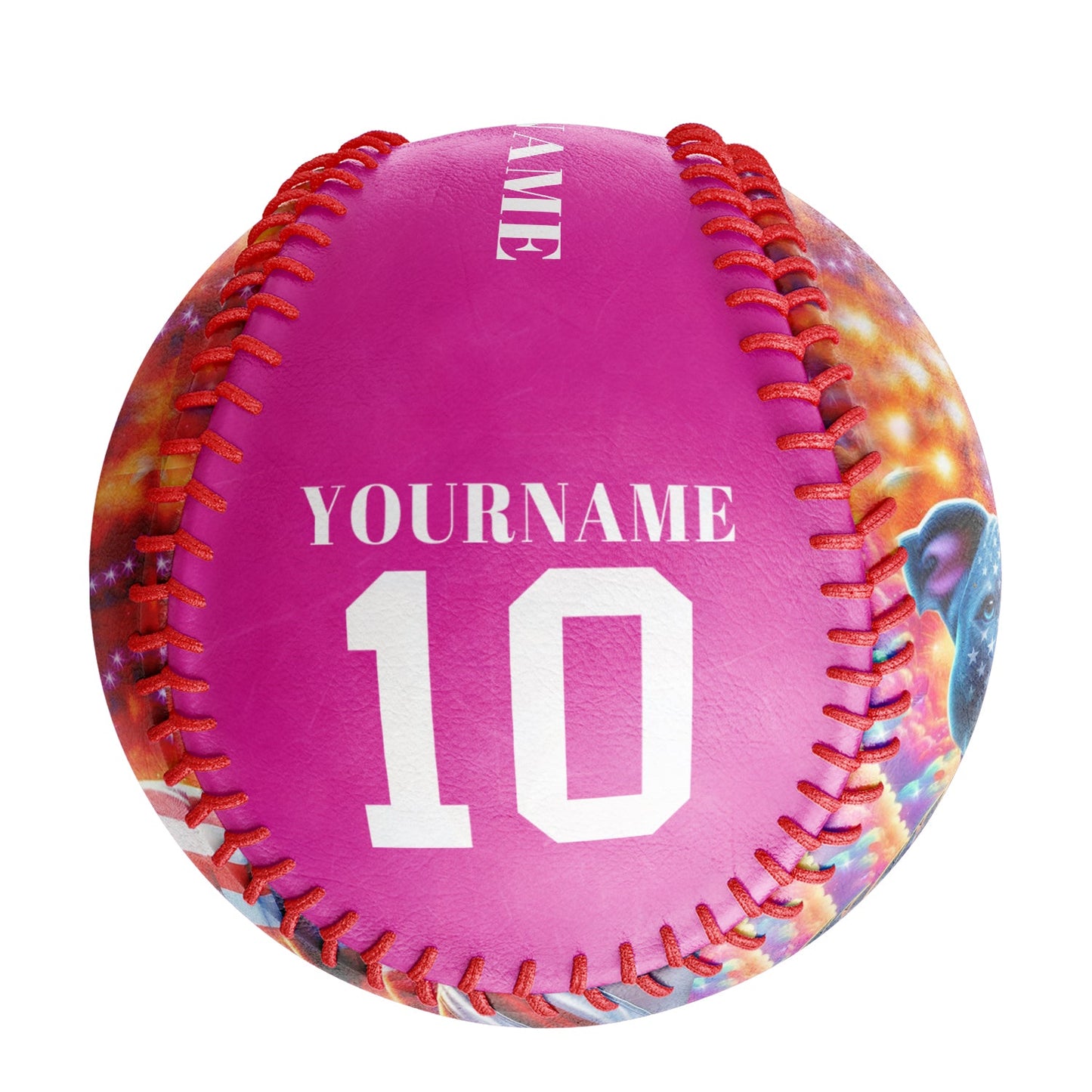 Custom Pink American Flag Dog Photo Baseballs