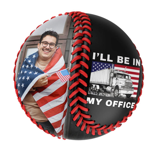 Custom Black I'll Be in My Office Truck Photo Baseballs