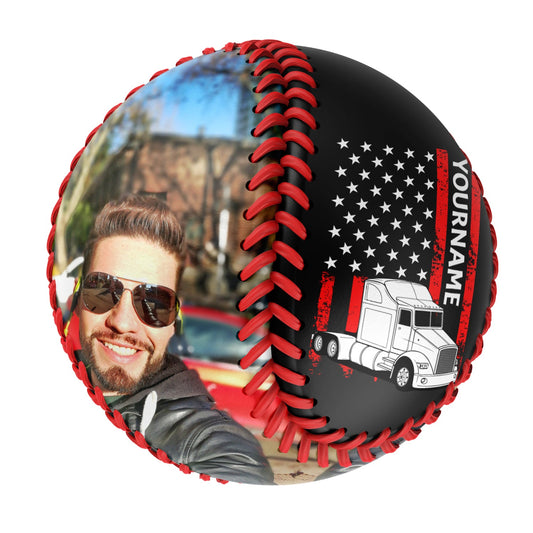 Custom Black American Flag Truck Photo Baseballs