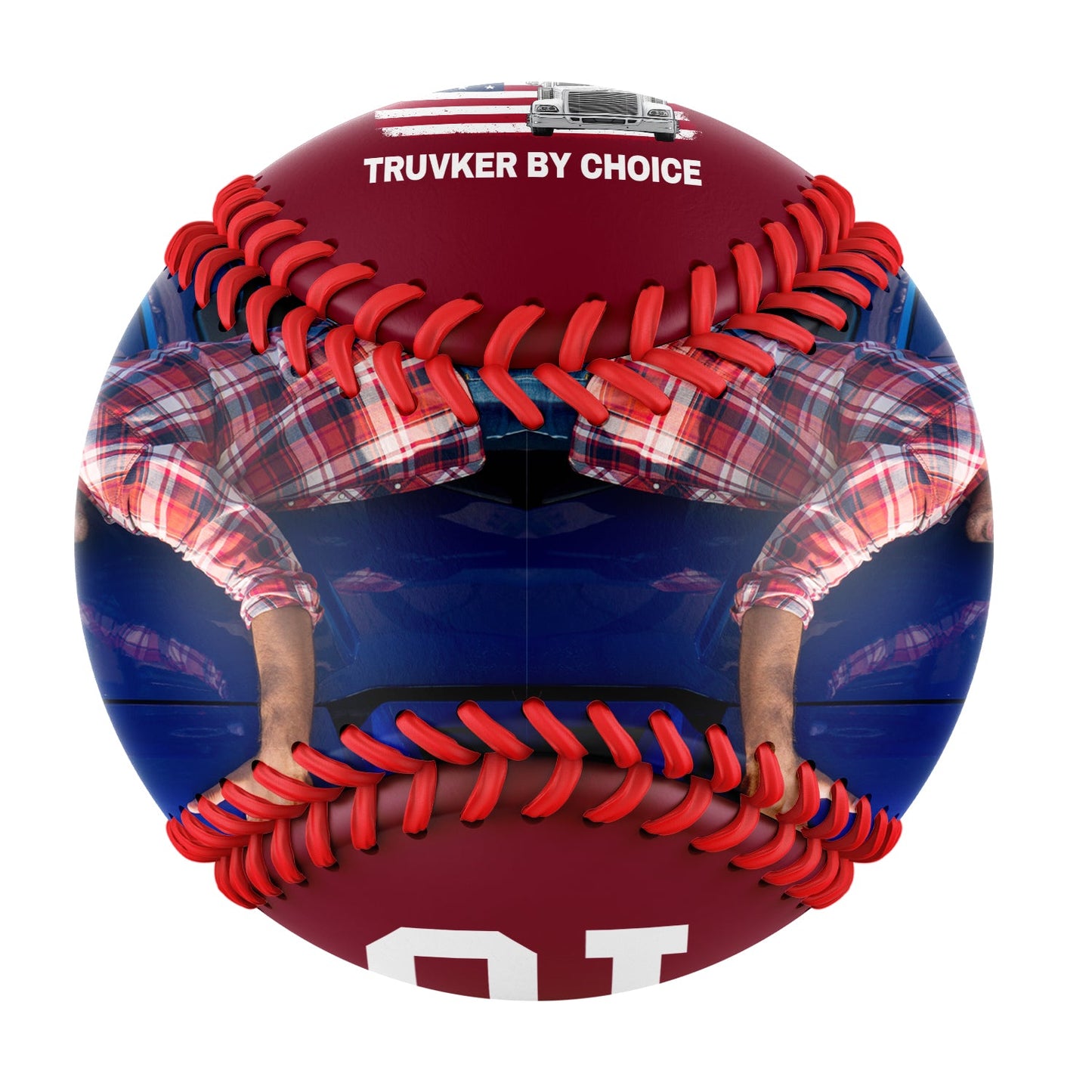 Custom Crimson American Flag Truck Photo Baseballs