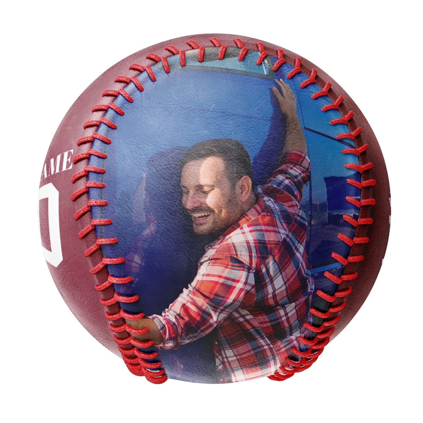 Custom Crimson American Flag Truck Photo Baseballs