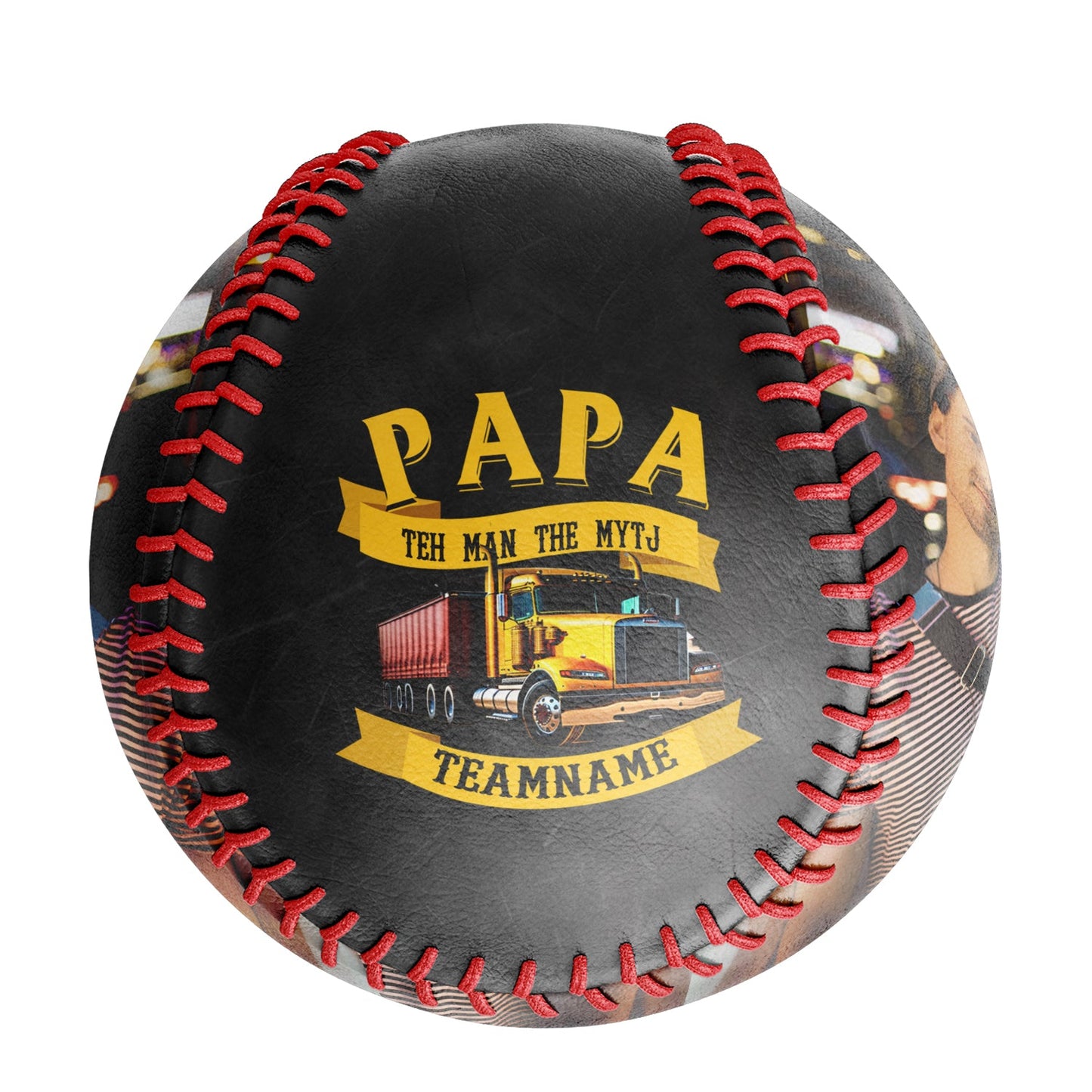 Custom Black Papa Truck Photo Baseballs