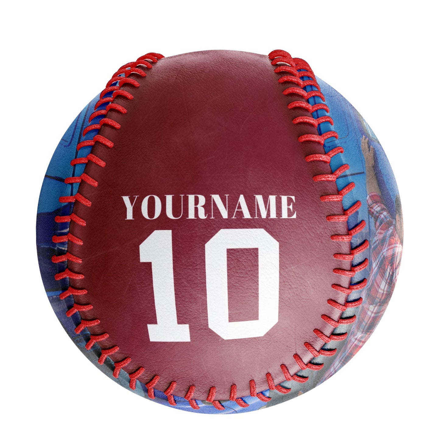 Custom Crimson American Flag Truck Photo Baseballs