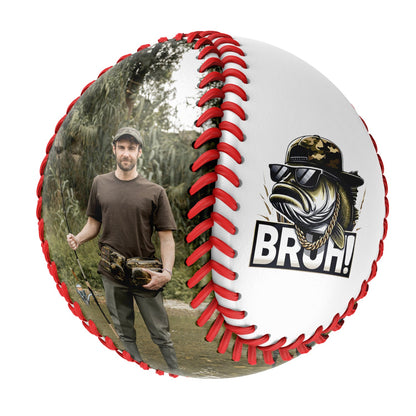 Personalized White Bruh Fishing Photo Baseballs