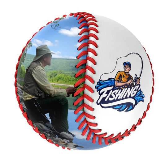 Personalized White Fishing Photo Baseballs