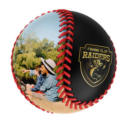 Personalized Black Fishing Club Photo Baseballs