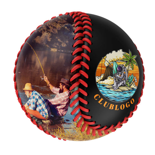 Personalized Black Astronaut Island Fishing Photo Baseballs