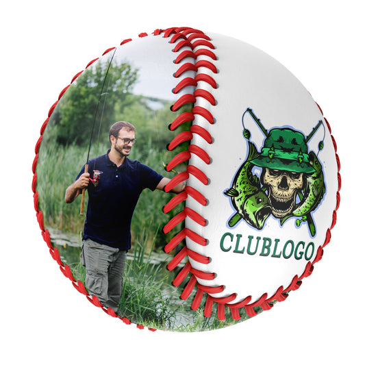 Personalized White Skull Fishing Photo Baseballs