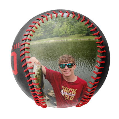 Personalized Black American Flag Fishing Photo Baseballs