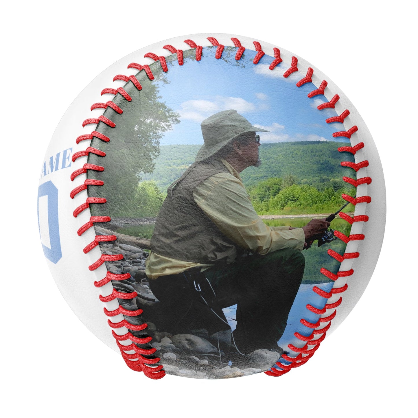 Personalized White Fishing Photo Baseballs