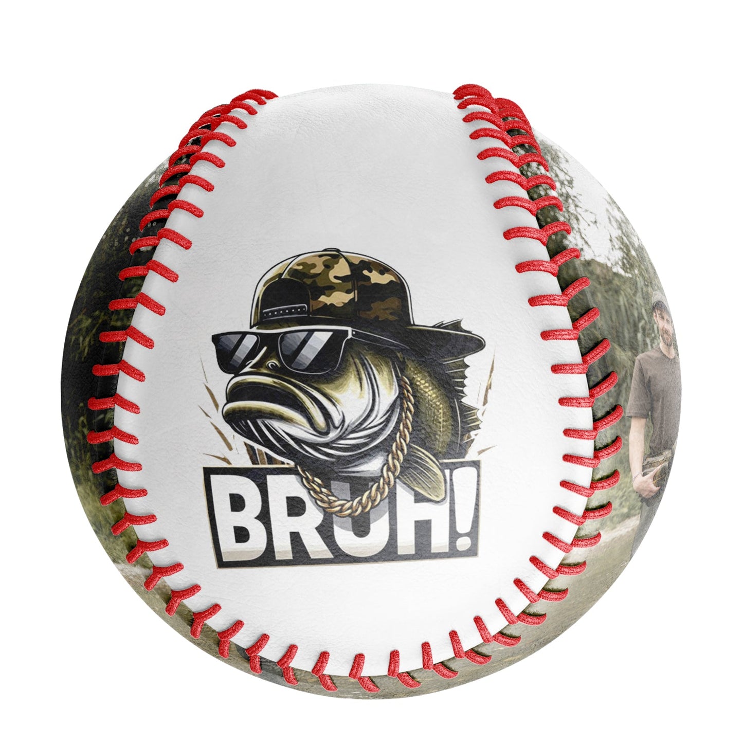 Personalized White Bruh Fishing Photo Baseballs