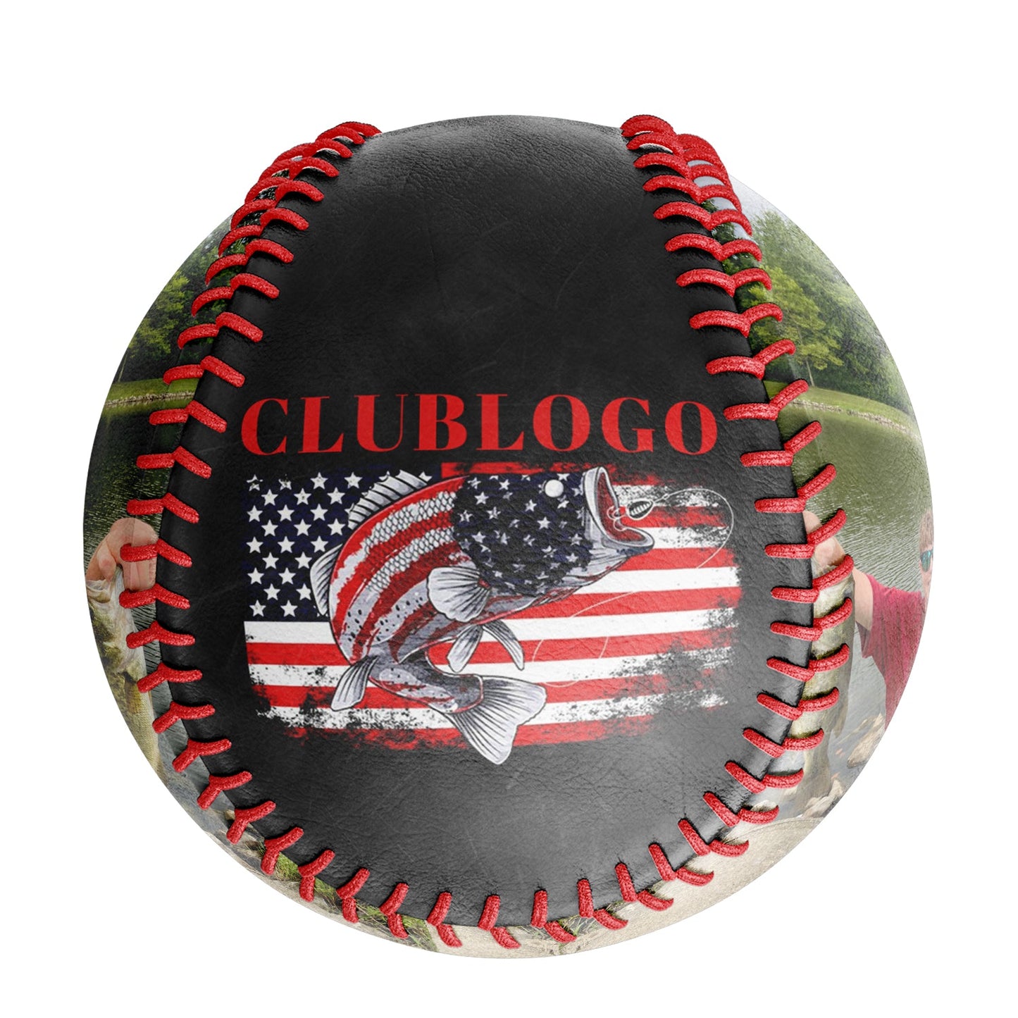 Personalized Black American Flag Fishing Photo Baseballs