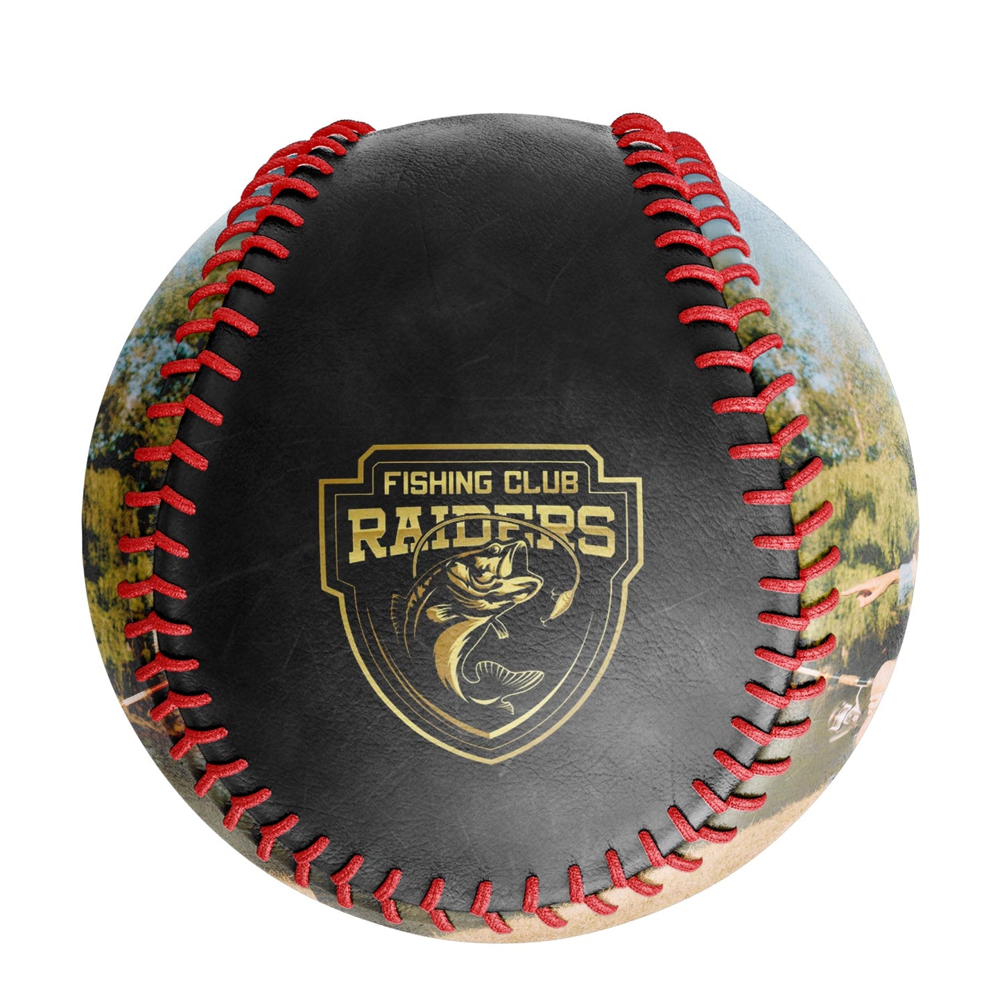 Personalized Black Fishing Club Photo Baseballs