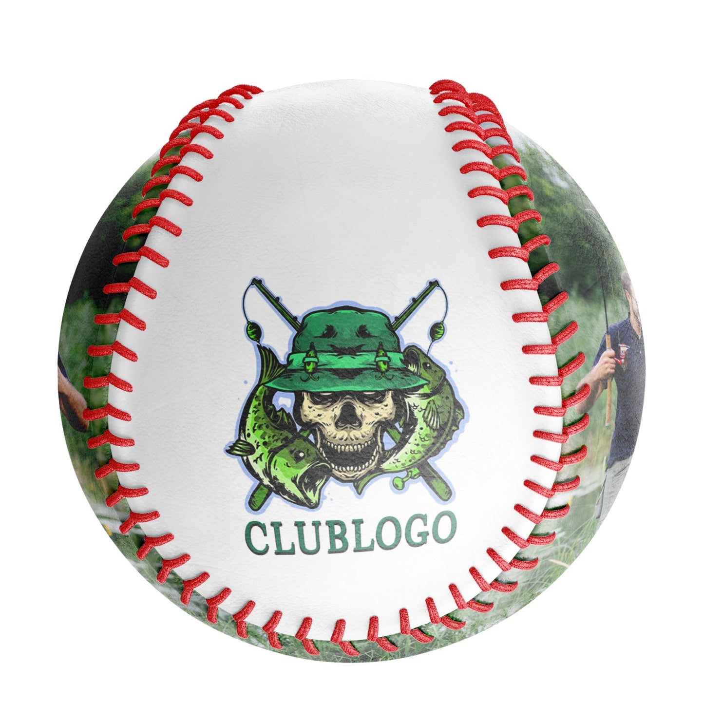 Personalized White Skull Fishing Photo Baseballs