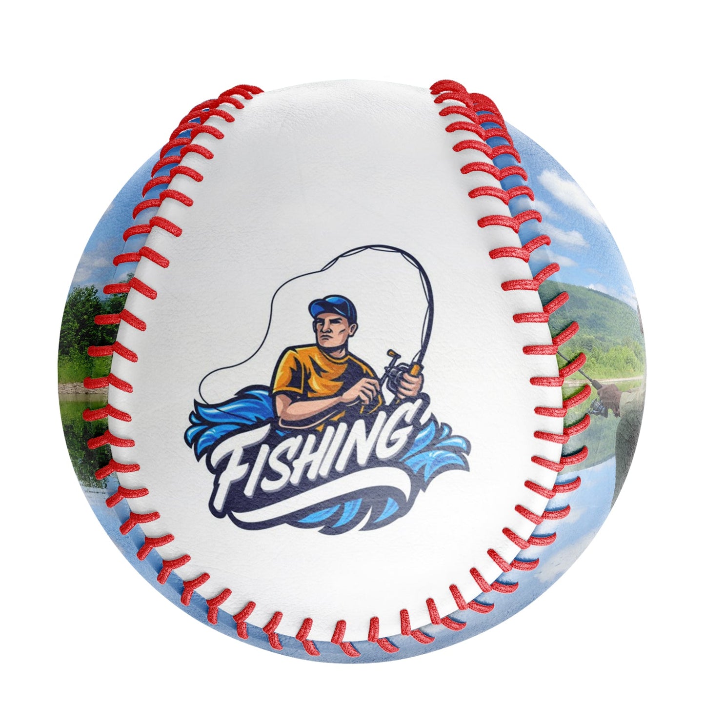 Personalized White Fishing Photo Baseballs