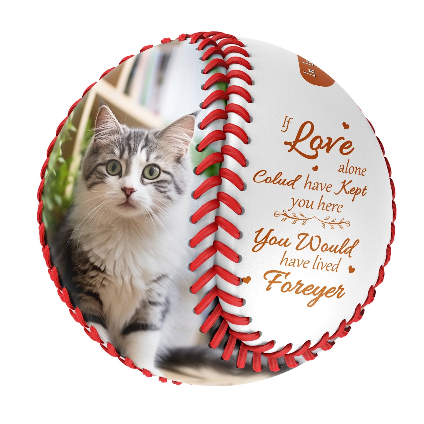 Personalized White Cat Pet Memorial Photo Baseballs