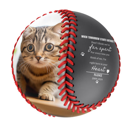 Personalized Dark Grey Cat Pet Memorial Photo Baseballs