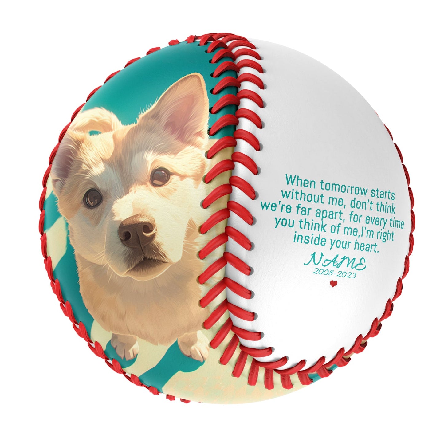 Personalized White Dog Pet Memorial Photo Baseballs