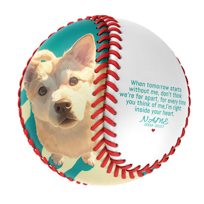 Personalized White Dog Pet Memorial Photo Baseballs