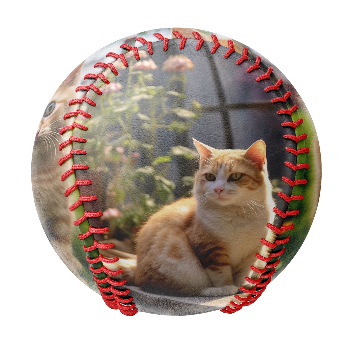 Personalized 2 Pet Cat Photo Baseballs