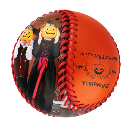 Custom Orange Happy Halloween Pumpkin Photo Baseballs