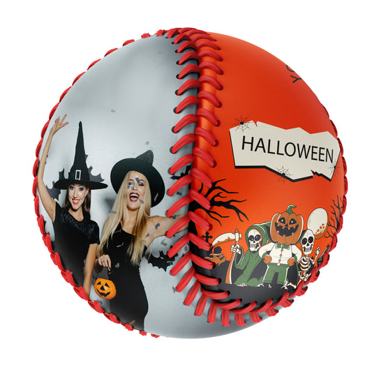 Custom Orange Happy Halloween Pumpkin Skull Grim Reaper Photo Baseballs