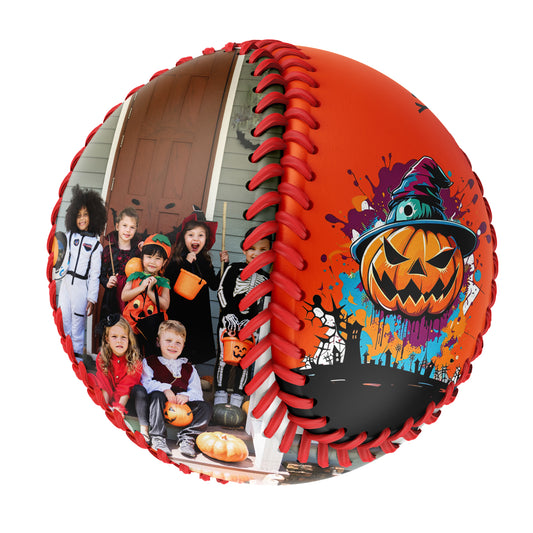 Custom Orange Happy Halloween Pumpkin Graffiti Photo Baseballs