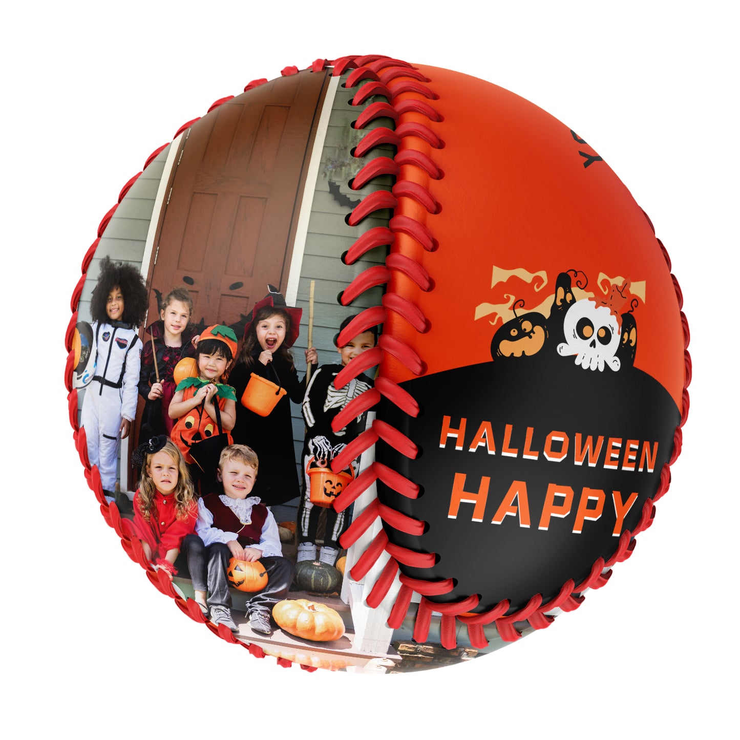 Custom Orange Happy Halloween Pumpkin Ghost Photo Baseballs