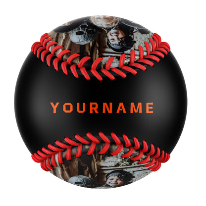 Custom Black Happy Halloween Pumpkin Photo Baseballs