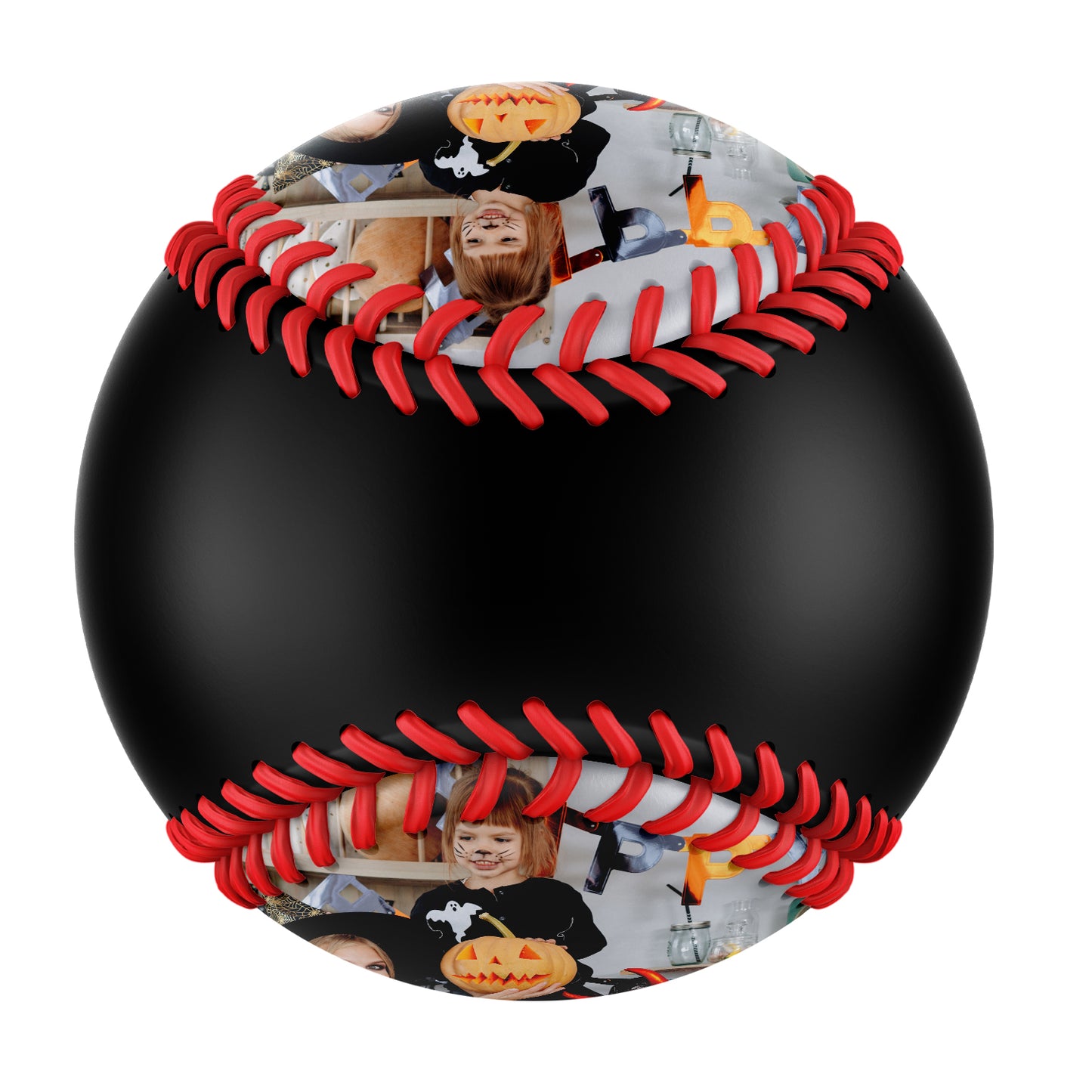 Custom Black Happy Halloween Pumpkin Ghost Photo Baseballs