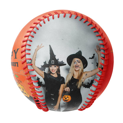 Custom Orange Happy Halloween Pumpkin Skull Photo Baseballs