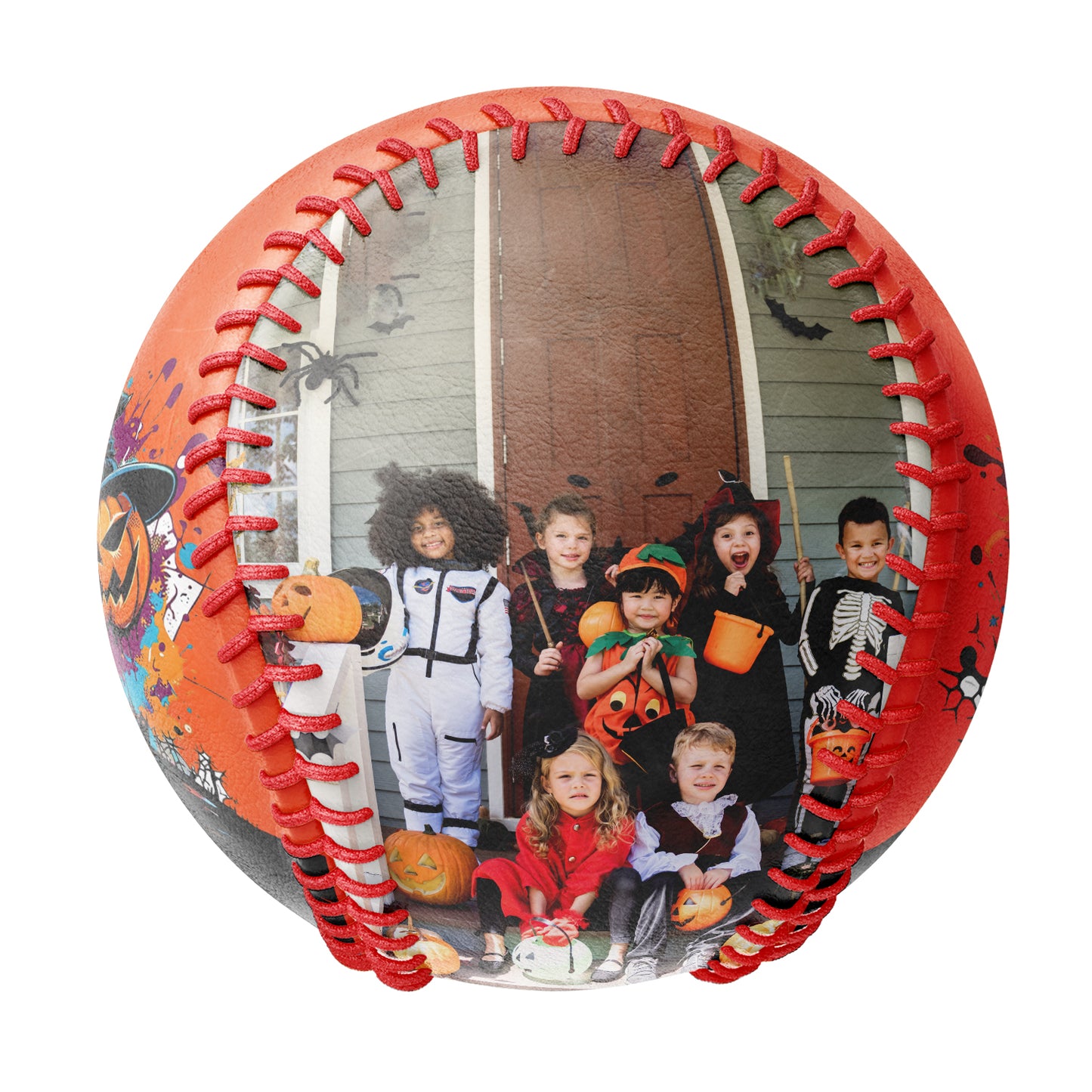 Custom Orange Happy Halloween Pumpkin Graffiti Photo Baseballs