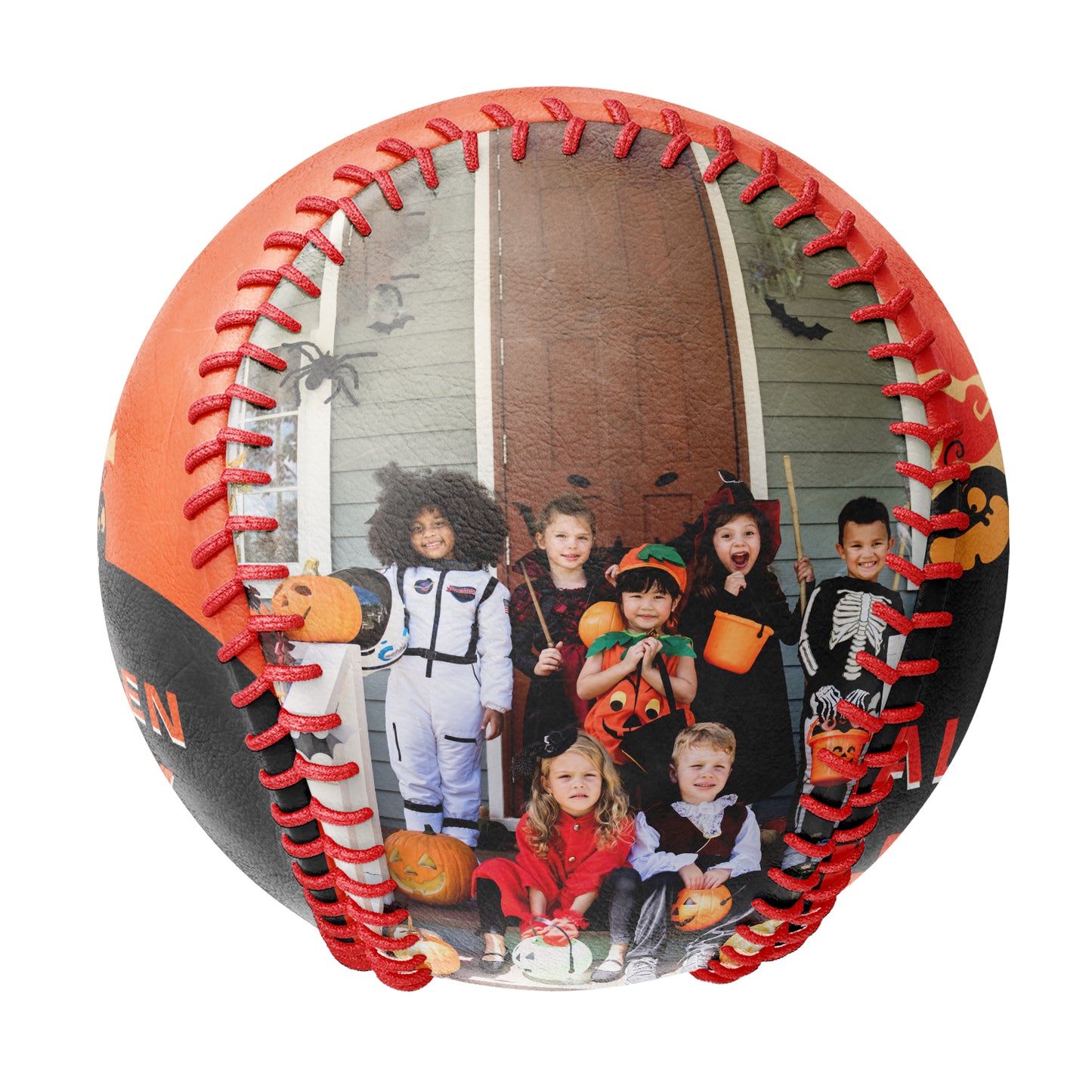 Custom Orange Happy Halloween Pumpkin Ghost Photo Baseballs