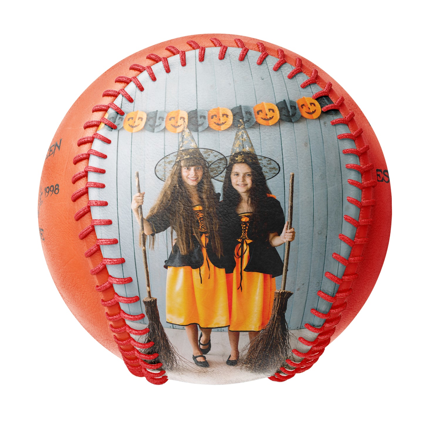 Custom Orange Happy Halloween Witch Photo Baseballs