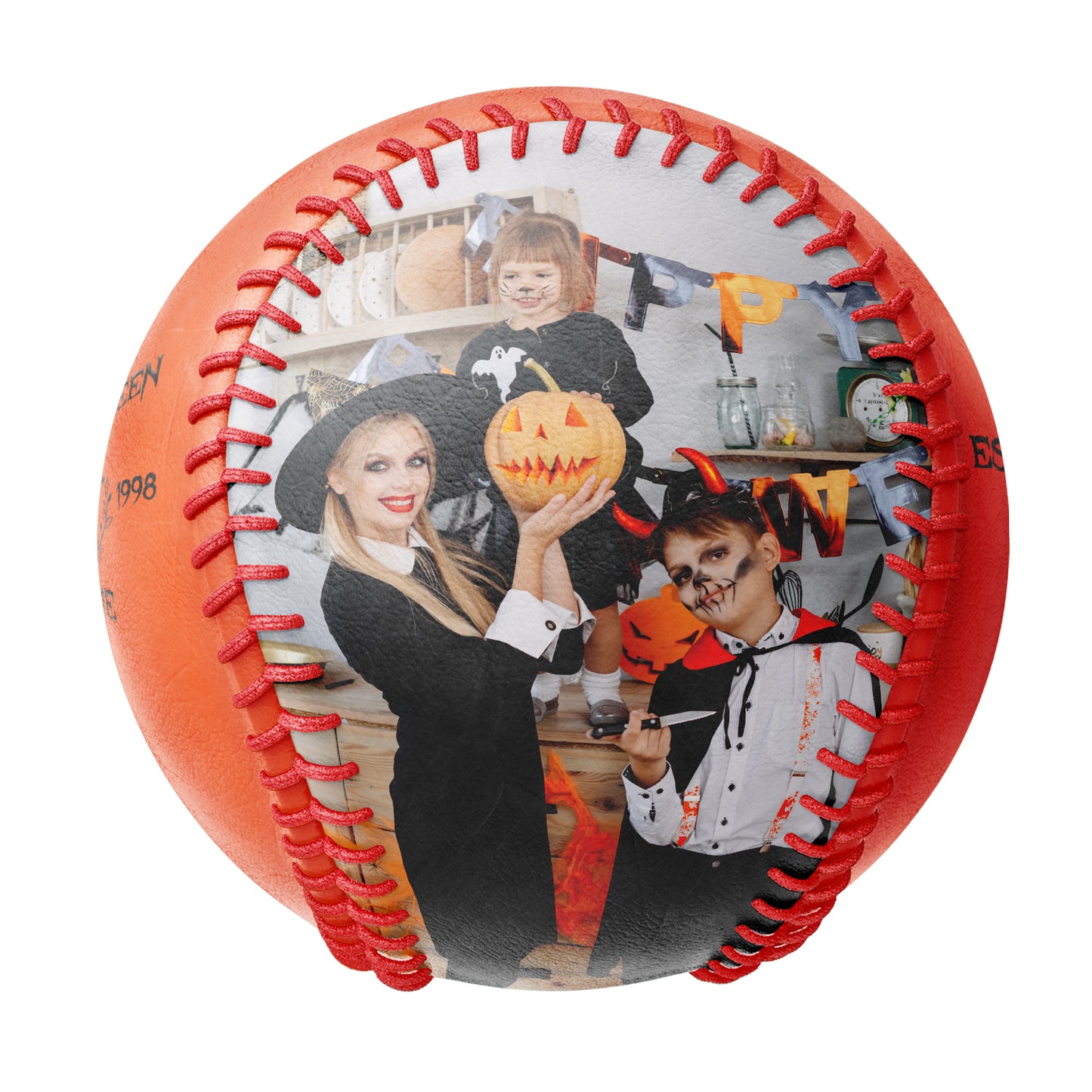 Custom Orange Happy Halloween Ghost Photo Baseballs