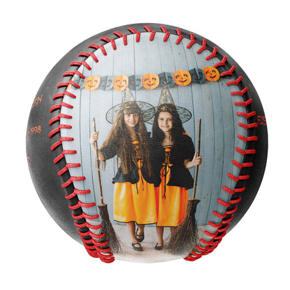 Custom Black Happy Halloween Witch Photo Baseballs