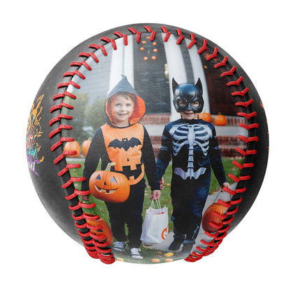 Custom Black Happy Halloween Pumpkin Photo Baseballs