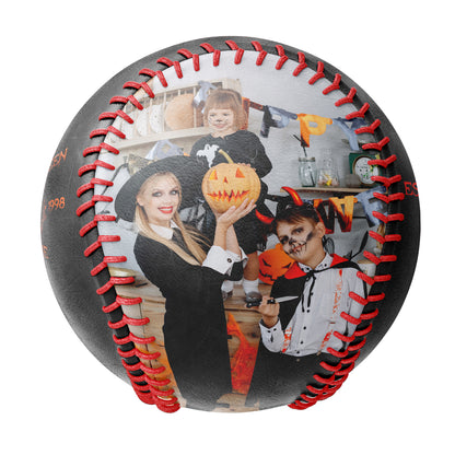 Custom Black Happy Halloween Pumpkin Ghost Photo Baseballs