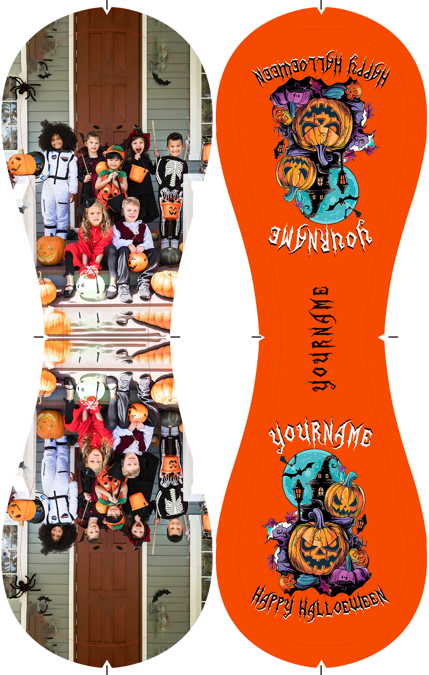 Custom Orange Happy Halloween Pumpkin Bat Photo Baseballs