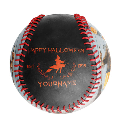 Custom Black Happy Halloween Witch Photo Baseballs