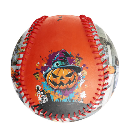 Custom Orange Happy Halloween Pumpkin Graffiti Photo Baseballs