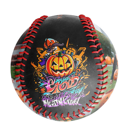 Custom Black Happy Halloween Pumpkin Photo Baseballs