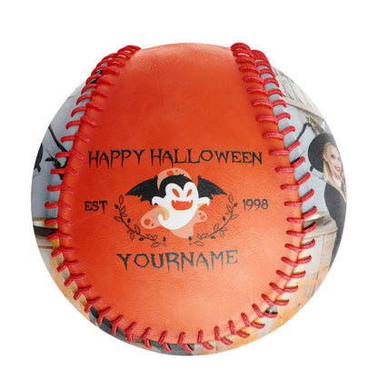 Custom Orange Happy Halloween Ghost Photo Baseballs