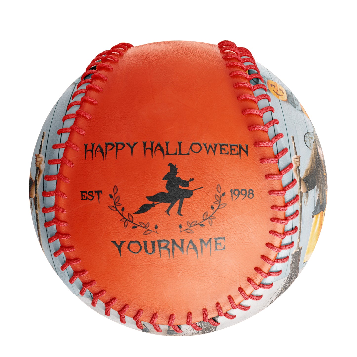 Custom Orange Happy Halloween Witch Photo Baseballs