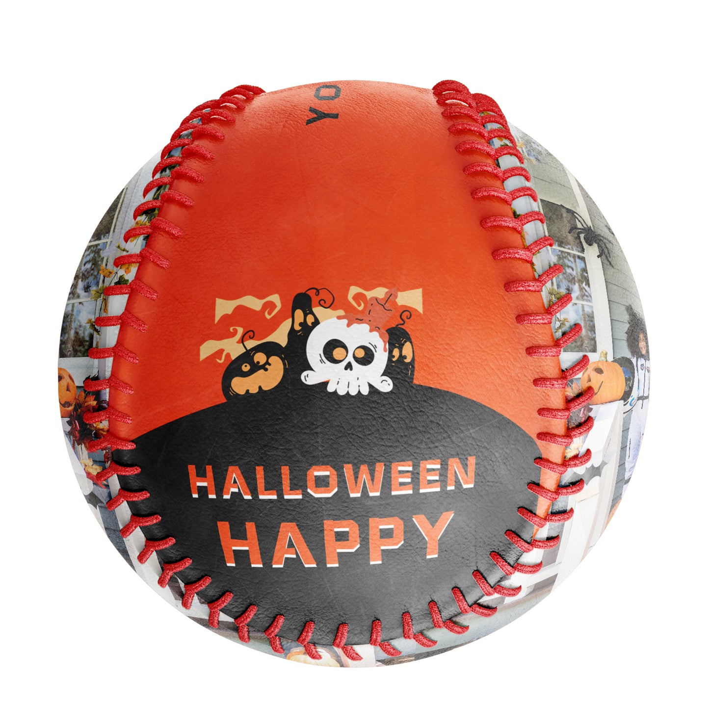 Custom Orange Happy Halloween Pumpkin Ghost Photo Baseballs